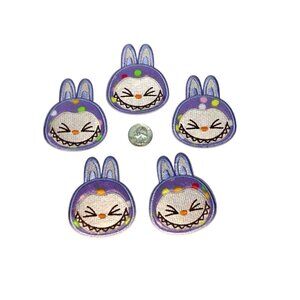 Labubu 5 Pack Iron/Sewn ON Fabric Embroidered Patches 3" Purples New